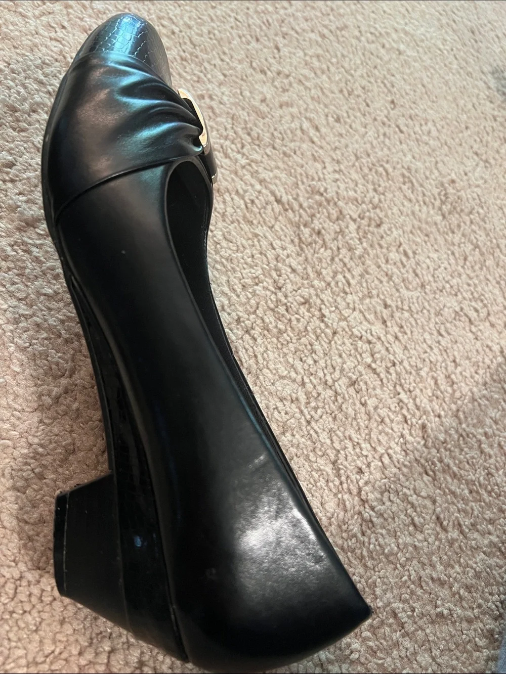 Black Women's Loafers with Silver Buckle by Marbella size 7